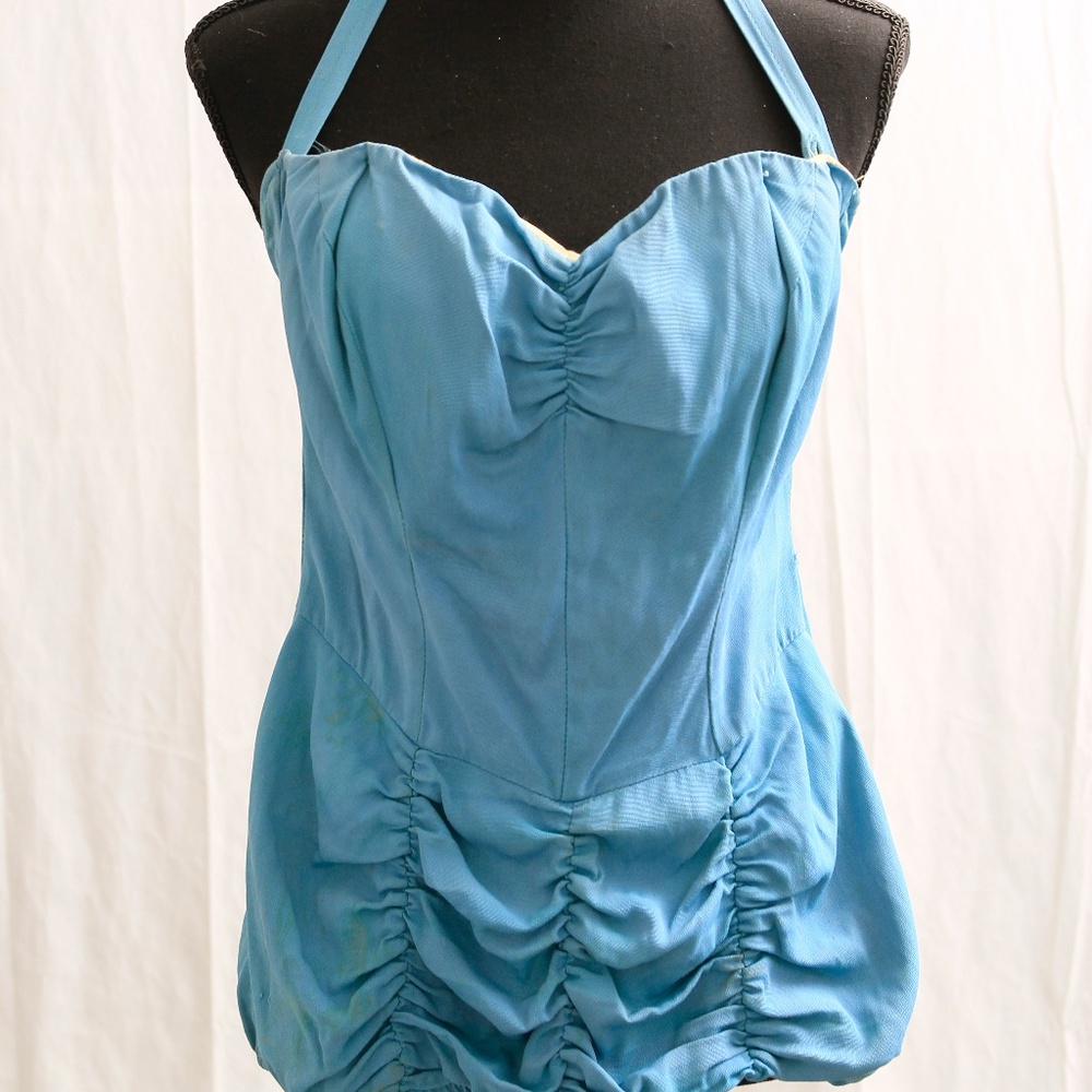 COPY - 1940's Vintage Union Made Blue Halter Swimsuit